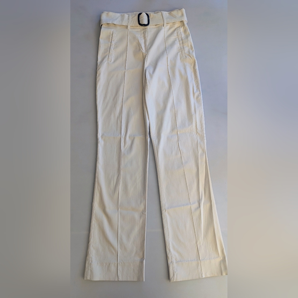Jules & Leopold Cream High-Waist Wide-Leg Pants with Belt